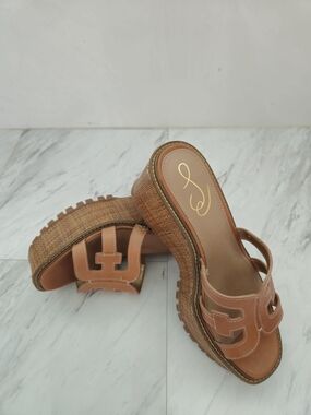 Woven Platform Slide Sandals - Tan